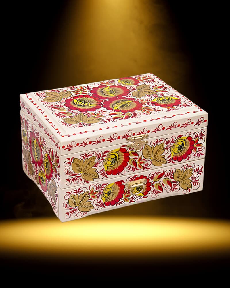 Khokhloma painted wooden chest