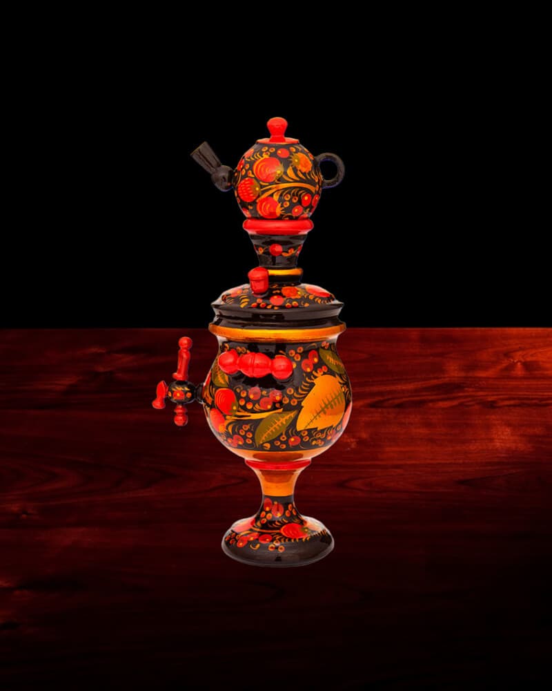 Khokhloma decorative wooden samovar