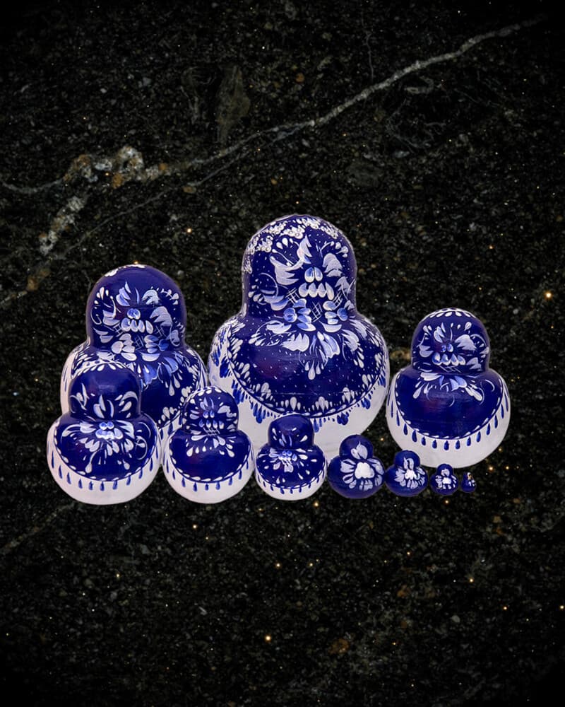 Frost crystal Gzhel matryoshka