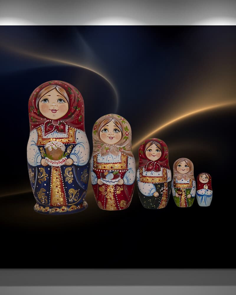 Easter girl with kulich matryoshka