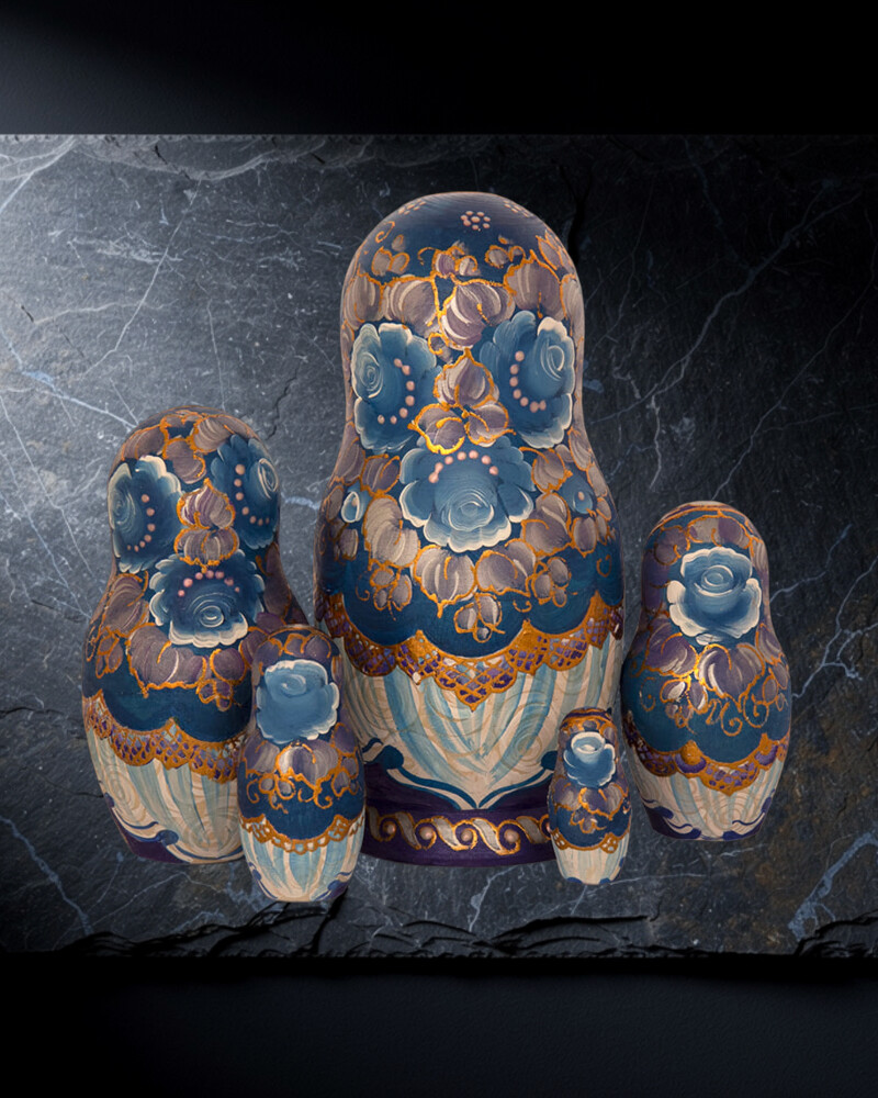 Gzhel blue and white matryoshka