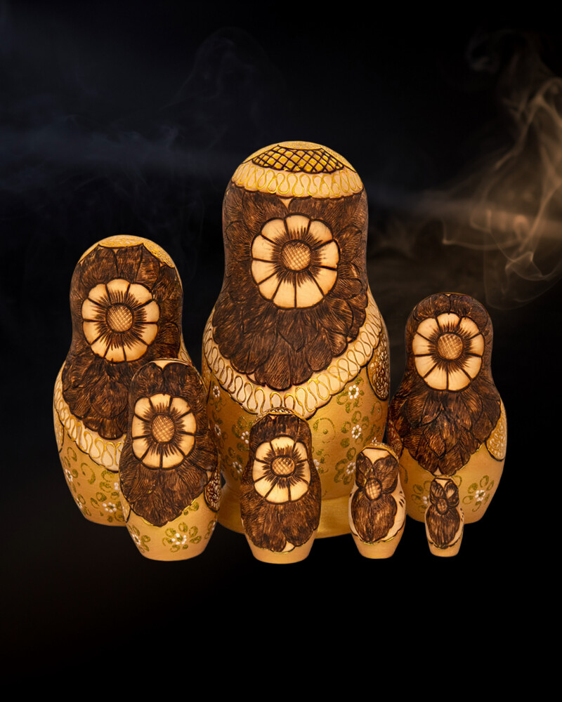 Burned wood Zlata matryoshka