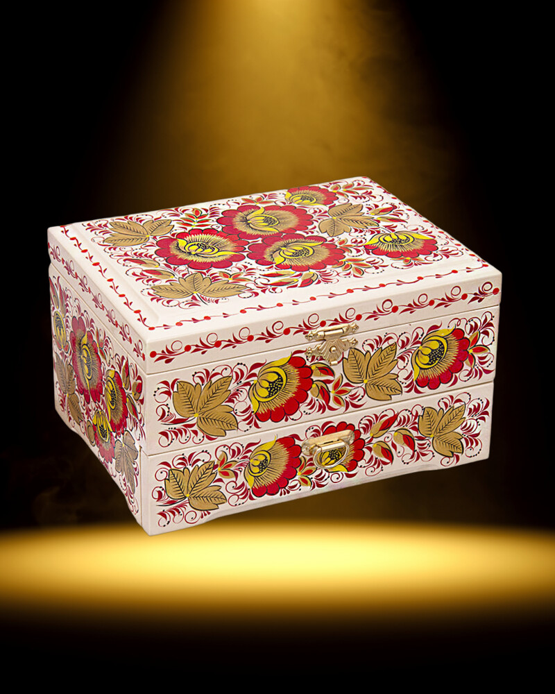 Khokhloma painted wooden chest